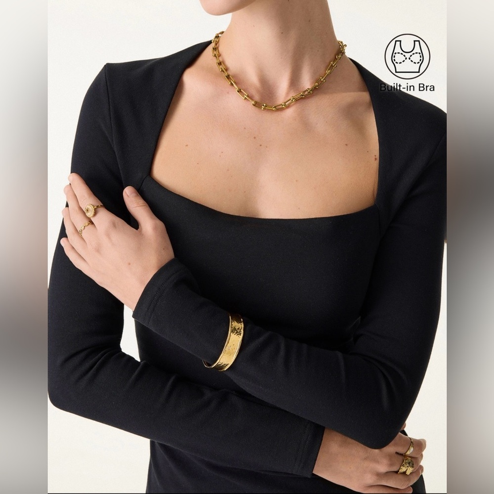 Angular Square Neck Side Ruched Brami - Black NWT - image 1